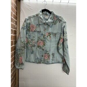 Graff Wear Vintage Floral Denim Jacket Size XL Women's